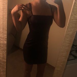 Plum faux leather dress